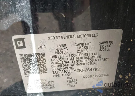 2019 Chevrolet Silverado 2500Hd High Country from USA, damaged, VIN 1GC1KUEY2KF264793